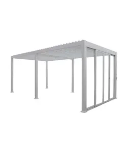 Di Tendenza Set 4 vetri scorrevoli per pergola bioclimatica eurogarden "atena" in vetro temperato bianco lato 3 mt