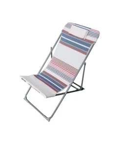 Direttamente Dal Produttore Spiaggina pieghevole eurogarden in textilene con cuscino fantasia a righe 83x52x42/90 cm