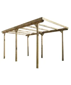 Tettoia auto singola chalet et jardin "delahaye" in legno di abete 304x502x223 cm Non Perdere