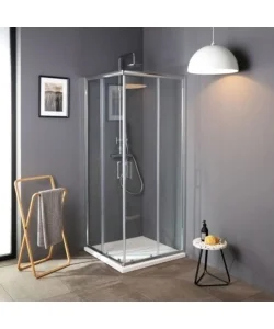 Box doccia quadrato "terra" in alluminio cromato 80x80x185 cm Solo Oggi