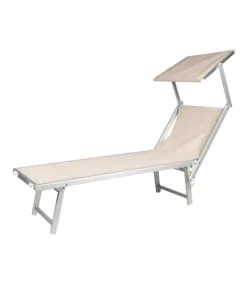 Di Tendenza Sdraio pieghevole reclinabile con tettuccio eurogarden "roma" tortora 184x61x38 cm