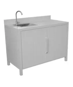 Cucina da esterno modulare solaria "modulo 1" in alluminio grigio chiaro con lavello 120x60x90 cm Esclusivo