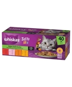 Cibo umido per gatti whiskas "tasty mix" tutte le età con manzo, pollo, salmone e verdure 40x85 gr Prezzo Conveniente