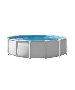 Spedizione Gratuita Piscina fuori terra con struttura rotonda intex "prisma frame" con pompa filtro grigio chiaro 457x457x107 cm - cod. 26724nd