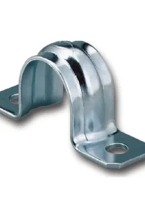 Gaffetta per tubi doppia 25 mm zincato con due fori di fissaggio Sconto