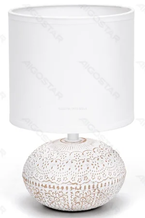 Ultimissimo Modello Lampada da Tavolo Abat Jour E14 in Ceramica Bianco e Beige