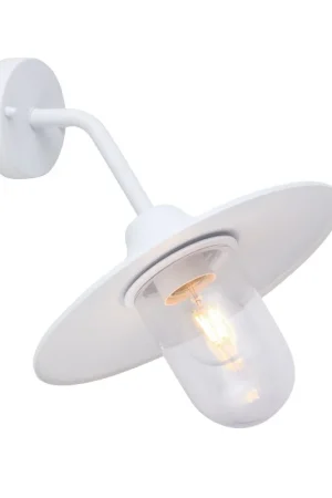 Vendita Finale Applique Vintage Da Parete JEREZ Da Esterno in Acciaio e Vetro Bianca E27