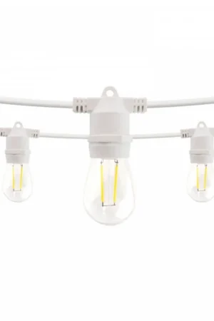 Compra Online Catenaria di Luci Da Esterno 16,5 Metri Con 24 Portalampada E27 Bianca