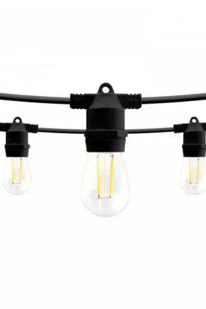Catenaria di Luci Da Esterno 16,5 Metri Con 24 Portalampada E27 Nera Economico