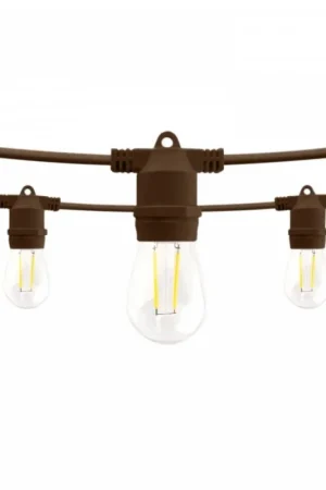 Compra Adesso Catenaria di Luci Da Esterno 22 Metri Con 28 Portalampada E27 Marrone