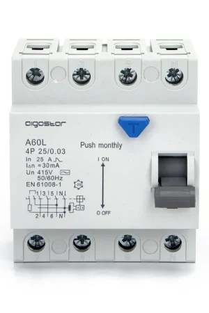 AIGOSTAR INTERRUTTORE DIFFERENZIALE SALVAVITA AC 4P 25A 30mA 415V PROTEZIONE DA DISPERSIONE VERSO TERRA Compra Oggi Stesso