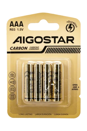 Batterie Aigostar AAA Ministilo Zinco Carbone 1.5V Confezione da 4 Pile Offerta Del Giorno
