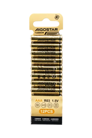 Batterie Aigostar AAA Ministilo Zinco Carbone 1.5V Confezione da 12 Pile Prezzo Conveniente