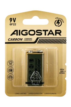 Batterie Aigostar Zinco Carbone 9V Confezione da 1 Pila Offerta Del Giorno
