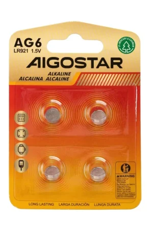 Ultime Pezzi Batteria a Bottone AG6 LR920 1.5V 4 PZ Aigostar