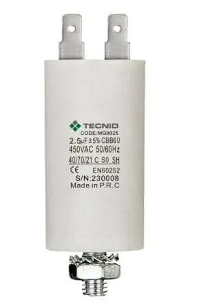 Bestseller Condensatore Permanente Per Motori Elettrici 2.5 &micro;F 450V. Dado M8