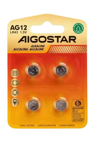 Batteria a Bottone AG12 LR43 1.5V 4 PZ Aigostar Non Perdere