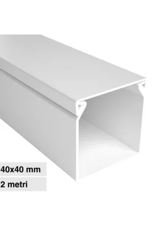 Super Prezzo Canalina Passacavi Bianca Adesiva 40X40 In Plastica e Coperchio Lunghezza 2 Metri