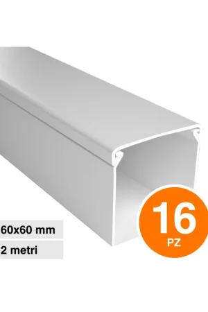 Ultime Pezzi Canalina Passacavi Bianca 60X60 In Plastica e Coperchio Lunghezza 2 Metri ART. 5626060 ELMARK Kit 16 Barre