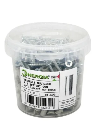 Barattolo 100 Tasselli 6 mm Nylon f4 + Viti Miglior Prezzo