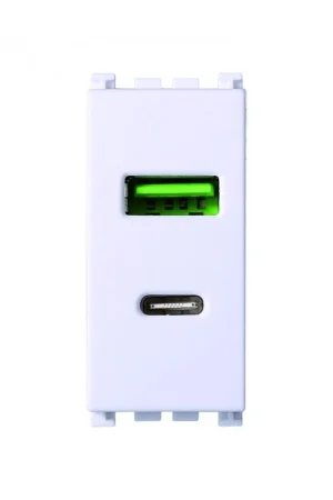 Super Prezzo Presa 2 IN 1 USB+TYPE-C 3.1AMH Compatibile Vimar Ark&egrave; Bianco