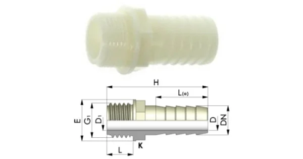 Novità PORTAGOMMA DIRITTO MASCHIO 1"1/4X35