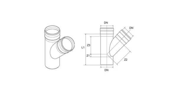 Ultime Pezzi RACCORDO A Y D.50 45 GRADI