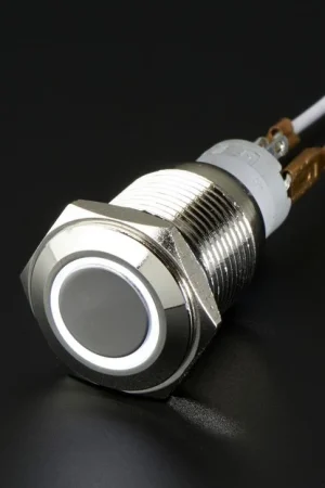 Adafruit Interruttore on/off in metallo robusto con anello LED bianco Ultimissimo Modello