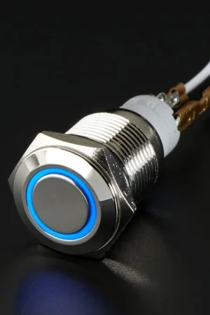 Adafruit Interruttore on/off in metallo robusto con anello LED blu Di Tendenza