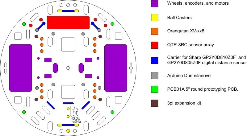 Telaio per robot Pololu 5" RRC04A trasparente trasparente Offerta Limitata